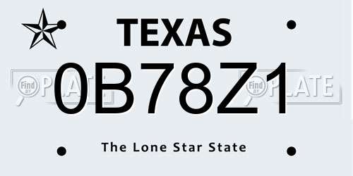 0B78Z1 Texas License Plate