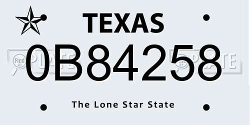 0B84258 Texas License Plate