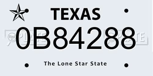 0B84288 Texas License Plate