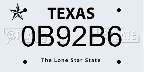0B92B6 Texas License Plate