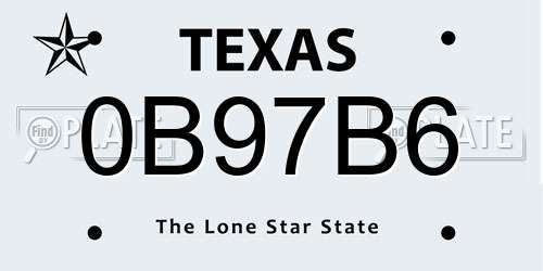 0B97B6 Texas License Plate