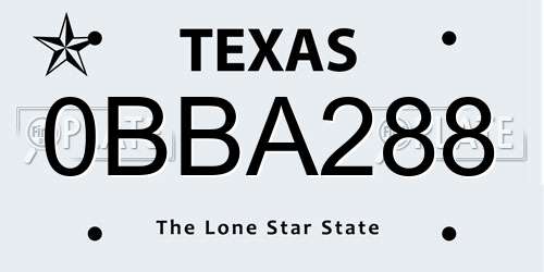 0BBA288 Texas License Plate