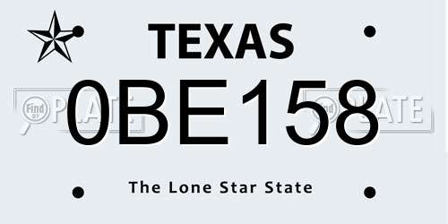 0BE158 Texas License Plate