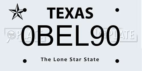 0BEL90 Texas License Plate