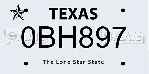 0BH897 Texas License Plate