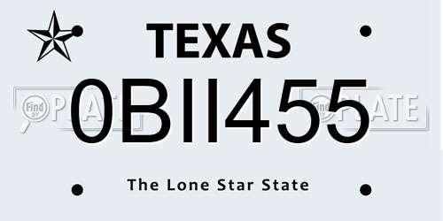 0BII455 Texas License Plate