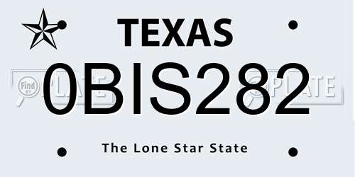 0BIS282 Texas License Plate