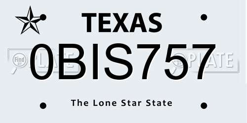0BIS757 Texas License Plate