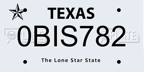 0BIS782 Texas License Plate