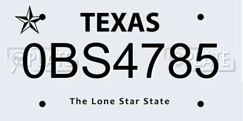 0BS4785 Texas License Plate