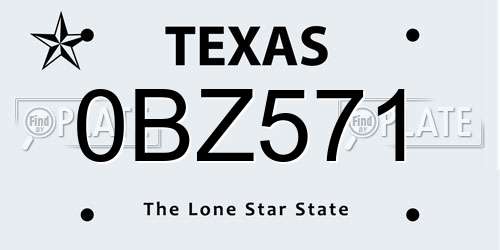 0BZ571 Texas License Plate