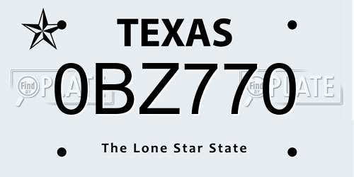 0BZ770 Texas License Plate