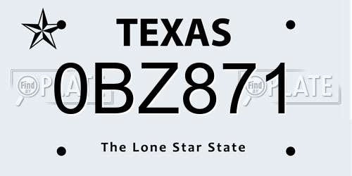 0BZ871 Texas License Plate