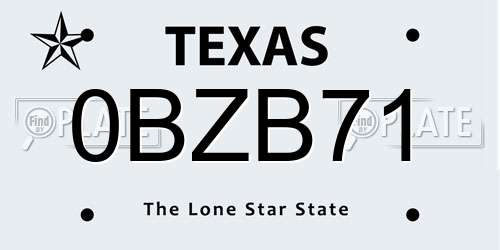 0BZB71 Texas License Plate