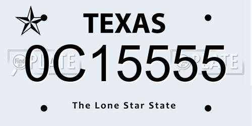 0C15555 Texas License Plate