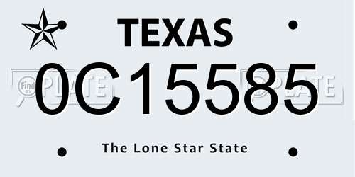 0C15585 Texas License Plate