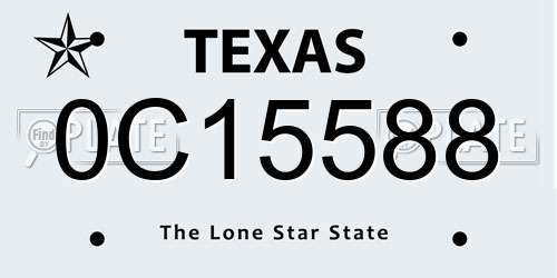 0C15588 Texas License Plate