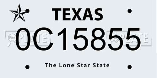 0C15855 Texas License Plate