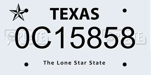 0C15858 Texas License Plate
