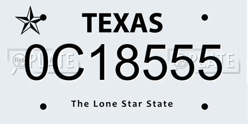 0C18555 Texas License Plate