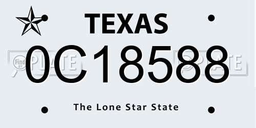 0C18588 Texas License Plate
