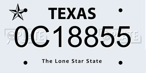 0C18855 Texas License Plate
