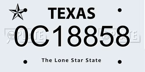 0C18858 Texas License Plate