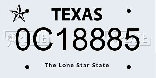 0C18885 Texas License Plate