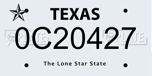 0C20427 Texas License Plate
