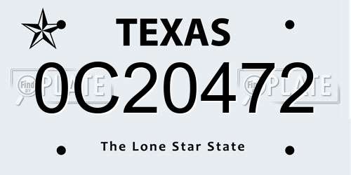 0C20472 Texas License Plate