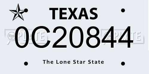 0C20844 Texas License Plate