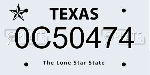 0C50474 Texas License Plate