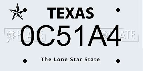 0C51A4 Texas License Plate
