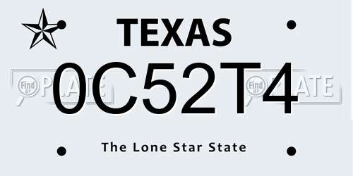 0C52T4 Texas License Plate