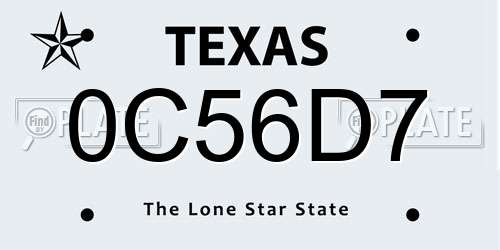 0C56D7 Texas License Plate