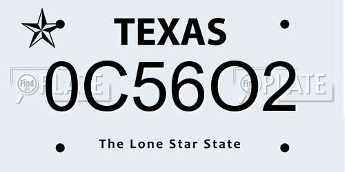 0C56O2 Texas License Plate