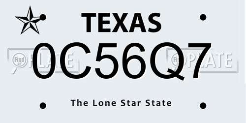 0C56Q7 Texas License Plate