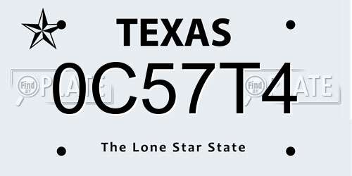 0C57T4 Texas License Plate
