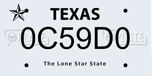 0C59D0 Texas License Plate