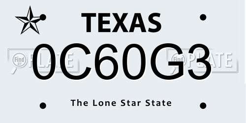 0C60G3 Texas License Plate