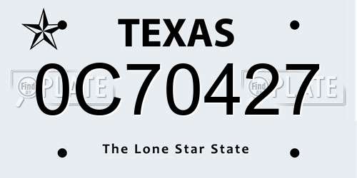 0C70427 Texas License Plate