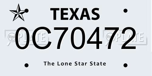 0C70472 Texas License Plate