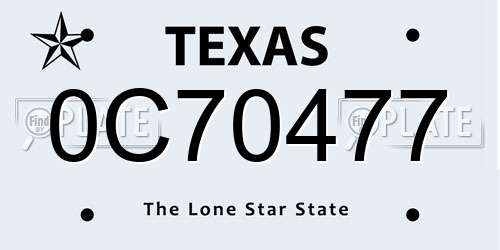 0C70477 Texas License Plate