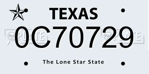 0C70729 Texas License Plate