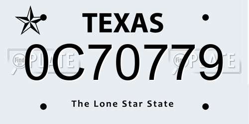0C70779 Texas License Plate