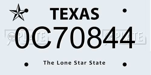 0C70844 Texas License Plate