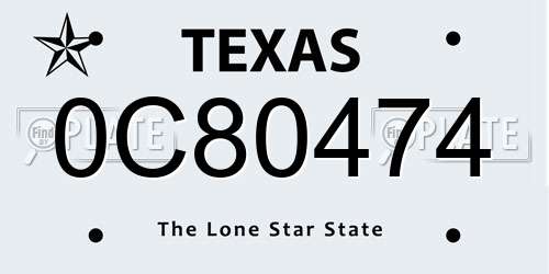 0C80474 Texas License Plate