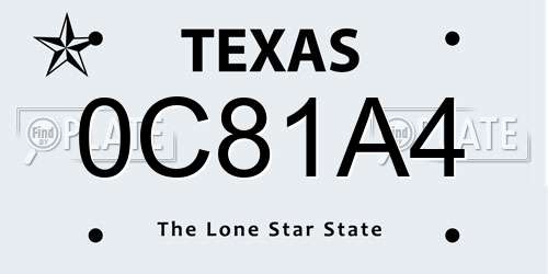 0C81A4 Texas License Plate