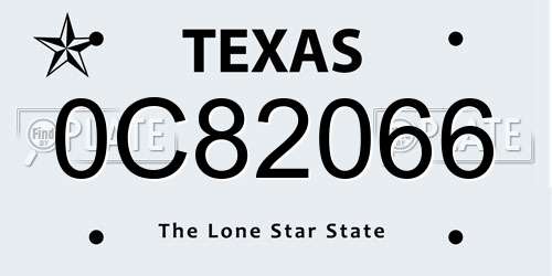 0C82066 Texas License Plate