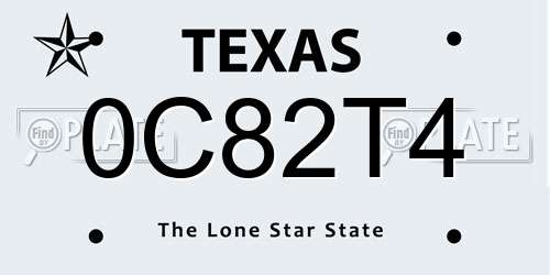 0C82T4 Texas License Plate